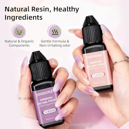 JODSONE Airbrush Gel Nail Polish Set 20 Colors No Dilution Fine Mist Nail | White Blue Pink Purple for Ombre French Nail Art Design Nail Airbrush Paint Gel Nail Polish Ideal for Home Salon Use - color: Airbrush-4