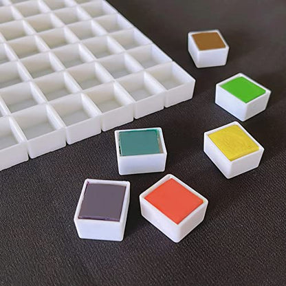 FCLUB 48PCS Refillable Empty Watercolor Half Pans, 2ml | Refillable 2ml Half Pans, For Metal Watercolor Tins, Empty Watercolor Pans, DIY Paints Pans, Gouache, Custom Palettes, Tubes - style: 48Pcs Half pans