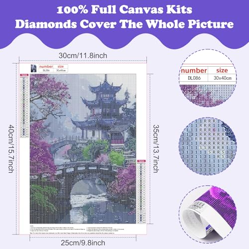 SENQAO Plum Blossom Dreamscape Diamond Art Kits for Adults, Vintage Flower Tree Scenery Diamond Painting Kits for Beginners, 5D Round Full Drill Winter Gem Art Kit, Home Wall Decor Gifts 12x12 inch - color: Plum Blossom Dreamscape