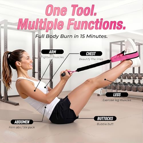 Pedal Resistance Bands with Handles, Upgrade Multi Function Pedal Training Band, 6-Tubes Natural Rubber Foot Pedal Resistance, Fitness Bands for Full Body, Abdomen, Waist, Arm, Leg - color: 핑크