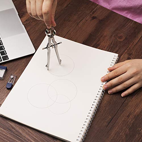 Mr. Pen- Professional Compass for Geometry, Extra Lead | Metal Compass Drawing Tool for Students, Drafting and Engineering, Technical Drawings, Circles and Geometry Projects - color: Silver