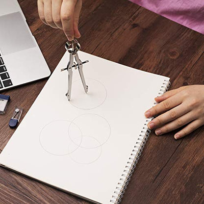 Mr. Pen- Professional Compass for Geometry, Extra Lead | Metal Compass Drawing Tool for Students, Drafting and Engineering, Technical Drawings, Circles and Geometry Projects - color: Silver