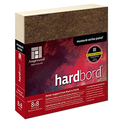 Ampersand Art Supply Hardboard Wood Painting Panel: Museum Series Hardbord, 8" x 8", 1-1/2 Inch Cradled Profile - color: 1-1/2 Inch Cradled Profile, size: 8" x 8"