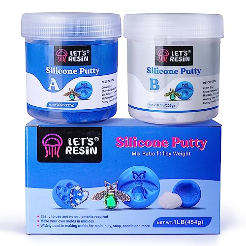 LET'S RESIN Silicone Putty, 1LB/40A Mold Making Kit | Non-Toxic, Strong & Flexible, Easy 1:1 Mixing Ratio for Reusable Silicone Molds, Resin, Soap