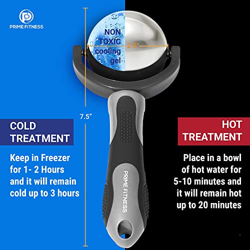 PRIME Fitness Cold Massage Roller Ball | Cold Therapy | Ice Roller Ball with Handle | cryo Stick | Relieve Muscle Pain (Black) - color: Black