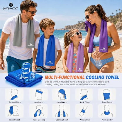 YQXCC 4 Pack Cooling Towels (47"x12"), Ice Cool Towels for Neck & Face - color: Light Blue/Dark Gray/Orange/Green