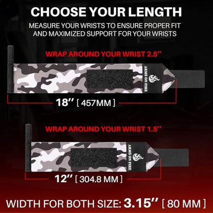 TECEUM Elastic Cotton Weightlifting Wrist Wraps with Thumb Loops, 1 Pair - color: Black Camo, style: 12" – Arms on Fire