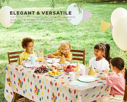Utopia Kitchen Plastic Table Cloth Disposable [Birthday Check, 12 Pack] | 54x108 Inch Rectangle Tablecloth Waterproof Stain Resistant Party Table Cover - color: Birthday, size: 54X108 Inch - 12PC