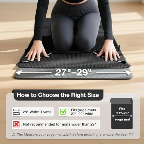 Hot Yoga Mat Towel, Non-Slip Grip Microfiber 28x72in - color: Black, size: 28 inch X 72 inch