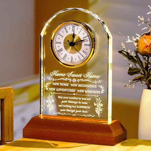 Ornalrist House Warming Gifts New Home for Women Men Glass Clock Keepsake - color: House Warming Gifts