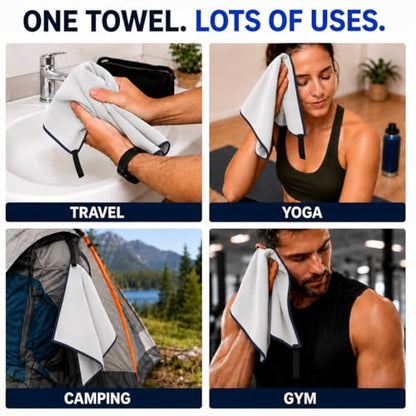 Backpacking Ultralight Quick Dry Microfiber Soft Fast Drying Hand and Face Towel Wash Cloth Camping Yoga Hiking Active Lifestyle Small (Gray, Small) - color: Gray, size: Small