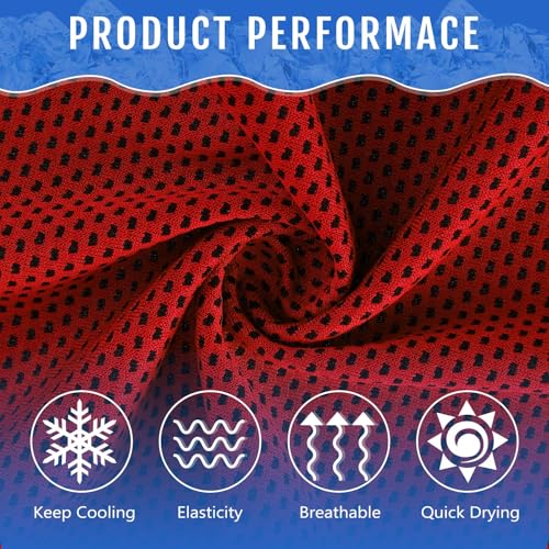 Hosuly 150 Pack Cooling Towels Bulk 40 x 12 Inch Large Chilly Breathable Sweat Sports Cold Towels Sublimation Microfiber Ice Neck Rag for Hot Weather Workout Gym Team Gift (Red) - color: Red