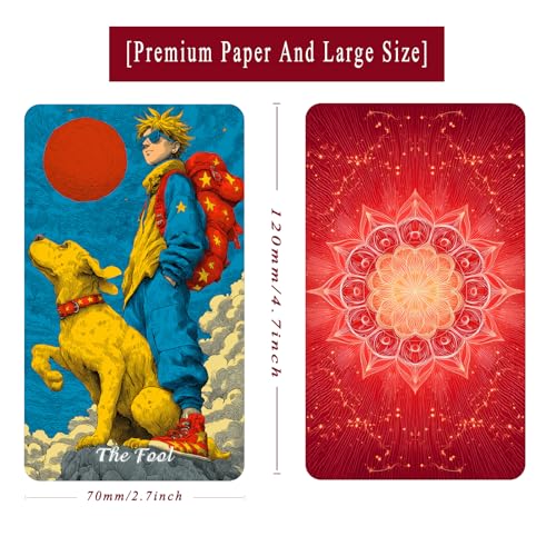 sishui Tarot Deck Unique, 80 Flame Tarot Cards with Guidebook, Summer Blaze Tarot for Beginners and Experienced Readers, 400 GSM Gold-Gilded Premium Deck, Divination and Spiritual Growth Tool - color: Red, Orange, and Gold