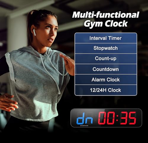 15.2" Gym Timer, App & Remote Control, Customizable LED Colors, Gym Clock