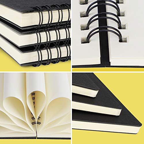 EUSOAR Blank Notebook Journal, B5 3 packs 7.3"x10.2" Black Hardcover Spiral Plain Travel Writing Notebooks, Notepad Sketchbook, Students College Office Business Subject Diary Spiral Book Journal - color: Black, size: B5-3 Packs