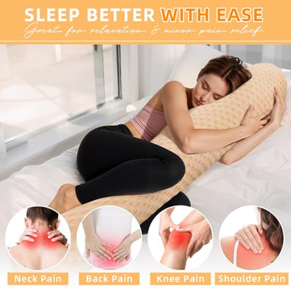 Extra Long Round Body Pillow 59 * 7.87“ Extra Soft Bolster Pillows for Bed with Removable Pillowcase,Yellow - color: Yellow, size: 59IN