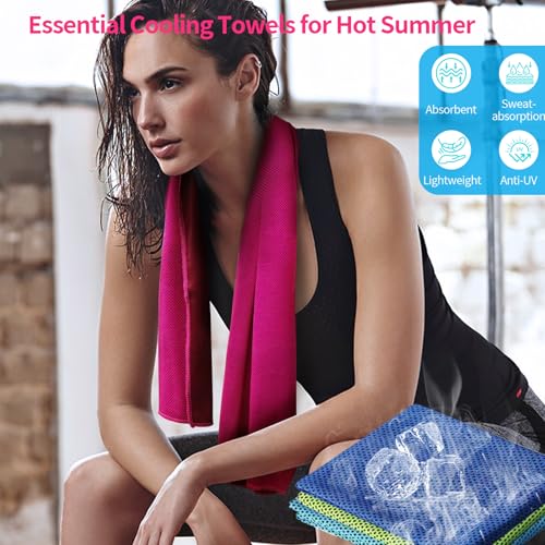 Cooling Towel (40"x12") - for Neck/Face, Ice Towel,Chilly Towel, Cooling Neck Wraps for Hot Weather Instant Chill, Soft Microfiber for Yoga, Gym, Golf, Running,Workout, Outdoor Sports, Hiking - color: Navy Blue/Blue/Light Grey/Dark Grey