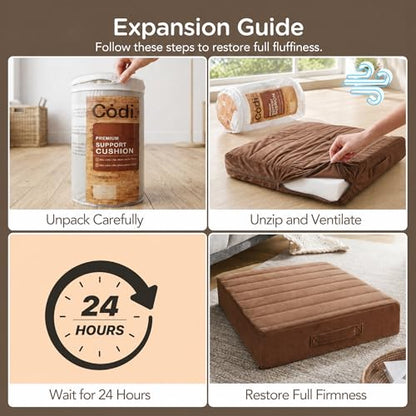 Codi Couch Cushion Replacements, 5 Inch High-Density Foam, 24 Inch - color: Coffee, size: 24 Inch (Pack of 1)