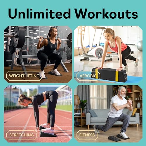 Squat Wedge Block Set of 3/5 - 960 LBS Capacity - Slant Board for Calf Stretching with 5 Stackable Angles - Calf Stretcher Slant Board - Workout Equipment - EPP Material for Exercise Equipment & Physical Therapy - color: Black&Classic
