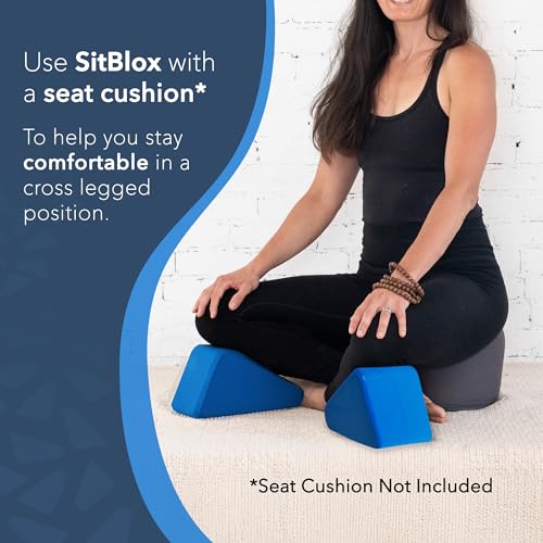 Ungloo Supportive Yoga Block Wedges for Seated Meditation – Elevates Knees, Reduces Hip Pressure, and Improves Cross-Legged Posture - color: Blue