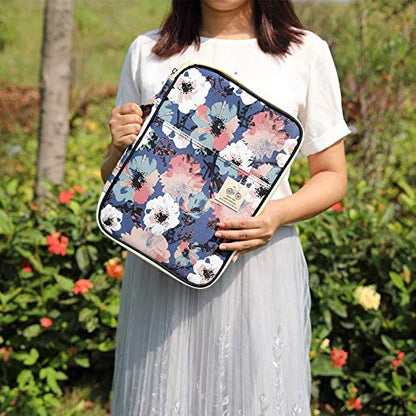 JAKAGO Travel Portfolio Organizer Waterproof A4 Document Bag Multifunctional Travel Note Pouch Zippered Case for Notebook, Ipad, Journals, Sketch Books (Flower) - color: Flower