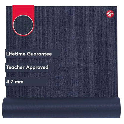 Manduka PROlite Yoga Mat 4.7mm | Lifetime Durability | Hygienic Construction | Teacher Approved - color: Midnight, size: 71" x 24"