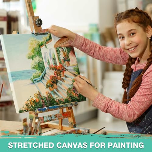 ESRICH 10x10 Stretched Canvas for Painting, 10 Pack Square Canvas for Painting Primed Acid-Free Framed Blank Canvas, Art Canvases for Beginners & Artists to Paint Oil, Acrylic, Pouring Painting. - size: 10X10IN 10 Packs