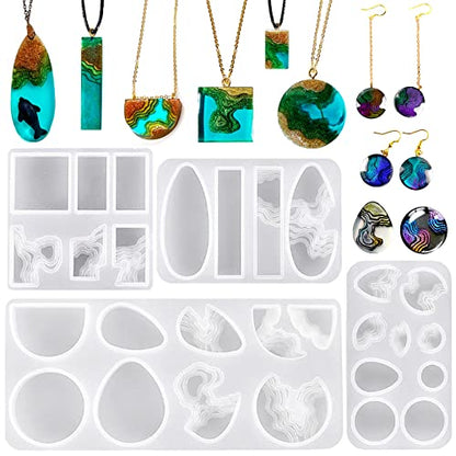 Island Resin Jewelry Molds for Casting Earring Pendant Set of 4 | Ocean Silicone Pendant Molds for Epoxy Resin, DIY Gem Cabochon, Necklace, Keychain, Hawaii Style Craft Gift - color: 4PCS Island Molds