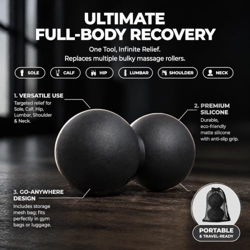 Silicone Peanut Massage Ball—Double-Sided Hockey-Shaped Yoga Ball and Physical Therapy Exercise Ball—A deep-tissue massage tool for myofascial release, muscle relaxation, and acupressure therapy