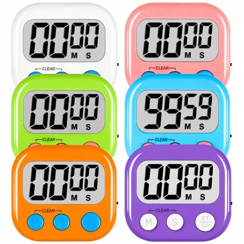 ZILLEEN Digital Kitchen Classroom Timers for Kids Cooking 6pcs MulticolorA