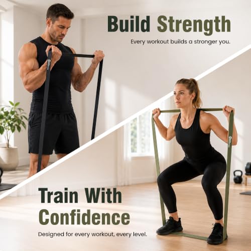 Gym Salvation 41-inch Loop Resistance Bands Set, 5 Pull Up Assist Bands for Strength Training & Working Out, Long Exercise Bands for Powerlifting, Mobility & Home Gym with Carry Bag