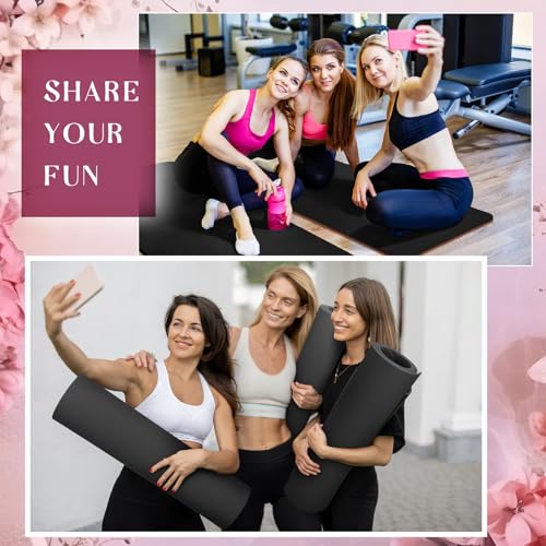 Timgle 6 Pcs 10mm Thick Yoga Mat Bulk 68 x 24 Inches Anti-slip Tear-resistant Exercise Mat Adult Gym Mats for Fitness, Stretching, Workout and Studio, Outdoor Yoga, Pilates - color: Black