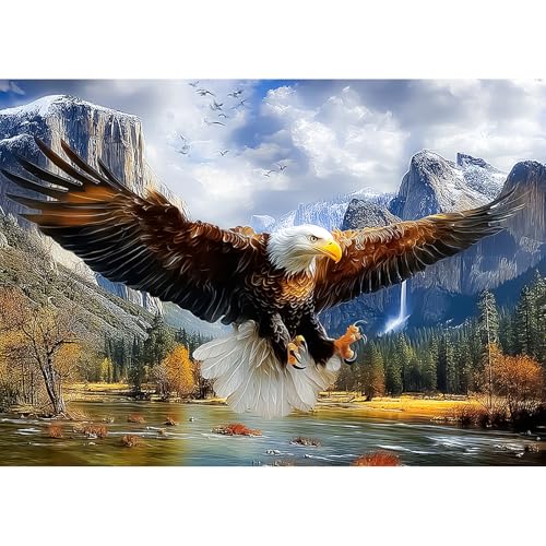 EOBROMD Diamond Art Kits for Adults Flying Eagle, Animal 5D Full Drill Diamond Dots, Mountain DIY Painting Kits for Adults Beginners, Gem Art and Crafts for Home Wall Decor 16x12inch - color: 17-Flying Eagle