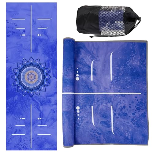 Yoga Towels, Non Slip Hot Yoga Mat Towel with Grip Dots,Super-Absorbent Soft Microfiber Yoga Blanket for Pilates, Fitness and Workout 72inch x 24inch - color: New Styles Blue White