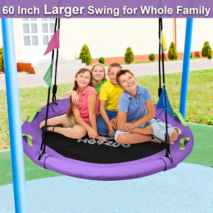 HeyZoo Tree Swing, 60 inch Larger Saucer Swing for Whole Family, Purple - size: 60 Inch