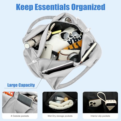 Forestfish Gym Bag For Women With Shoes Compartment & Wet Dry - color: Grey