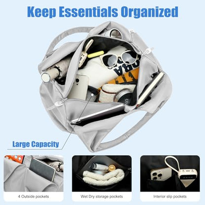 Forestfish Gym Bag For Women With Shoes Compartment & Wet Dry - color: Grey