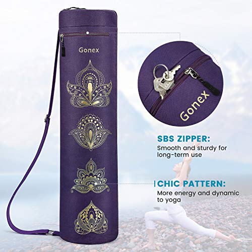 Gonex Yoga Mat Bag, Full-Zip Mat Carrier | 600D Oxford Fabric, Wet Pocket, Front Zip Pocket, Adjustable Strap, Fits Mats up to 26" - color: Purple