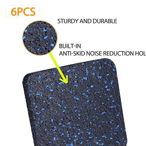 Rubber Treadmill Mat Pads, 6-Pack, 3.94 x 3.94 x 0.5 in - size: 3.94" x 3.94" x 0.5"
