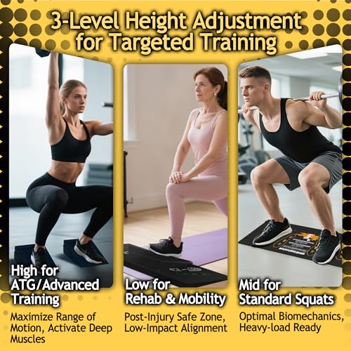 Squat Wedge Height-Adjustable Slant Board: 2Pcs Wide Wedges for Weightlifting Leg Glute Workout Improve Strength and Mobility for Gym Home - size: Large*2+Small*2
