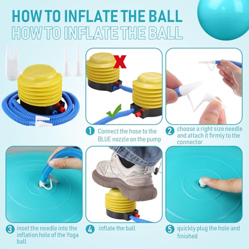Leyndo 4 Pcs 26 Inch Yoga Exercise Ball Pilates - color: Turquoise Color