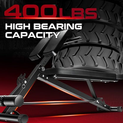 BODY RHYTHM Adjustable Weight Bench, Foldable Roman Chair for Full Body Workout, Sit up bench, Hyper Back Extension, Incline, Flat & Decline Bench