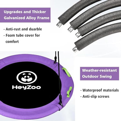 HeyZoo Tree Swing, Saucer Swing 40 Inch for Kids, Outdoor Swing, Purple - size: 40 Inch