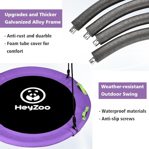 HeyZoo 48 Inch Tree Swing, Larger Saucer Swing for Whole Family, Purple - size: 48 Inch