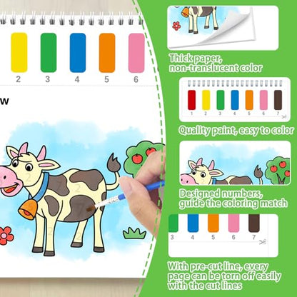 SOCOLER Paint with Water Coloring Books for Kids & Toddlers, Farm | Mess Free Watercolor Painting Set, Water Color Painting Book,Craft Art Kit, Boys & Girls Birthday Gift, Travel Activity Toy - style: Farm