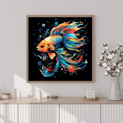 Artunion Framed Paint by Numbers Kit for Adults Beginners & Kids Ages 8-12, Abstract Koi Fish Paint by Number with Frame, Animal Paint by Numbers Kit on Canvas 10 * 10 Inch Without Easel - color: ZXT-397-F