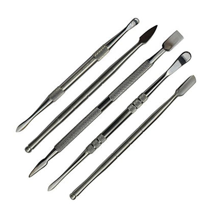 6-Piece Wax Carving & Collecting Tool Set with Silicone Jar and Metal Carrying Case
