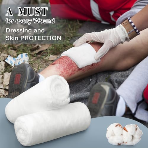 2 Pack White Cotton Roll Non-sterile Cotton for Wound Care Absorbent Soft Cotton Rolled Multipurpose Cotton Use for Cosmetic Application and Product Removal