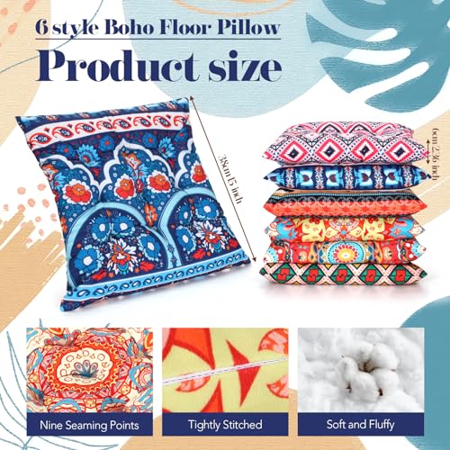 Menkxi 6 Pcs Bohemian Floor Pillows 15 Inch, Classic - color: Classic