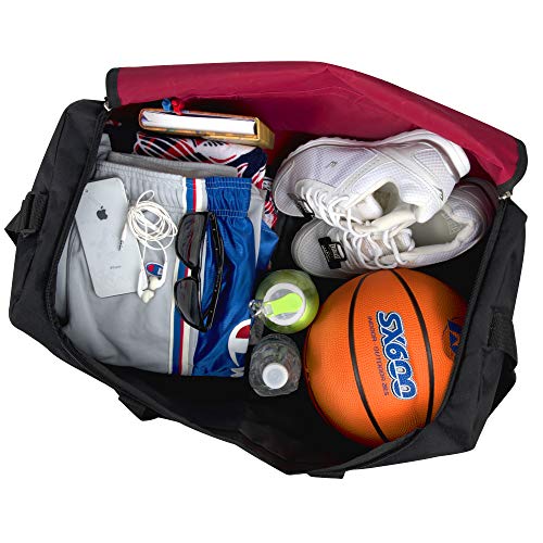 40 Liter, 22 Inch Reflective Duffle Bag with Shoulder Strap for Men, Women, Travel - color: Red